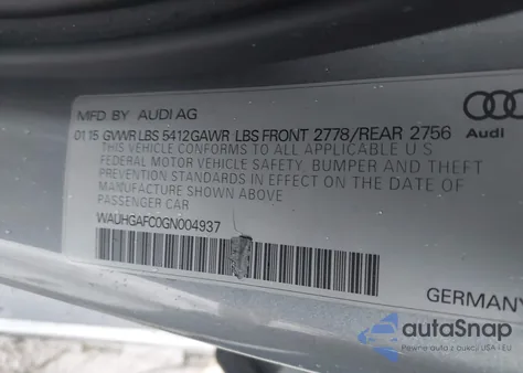 2016 Audi A6 3.0T Premium Plus from USA, damaged, VIN WAUHGAFC0GN004937